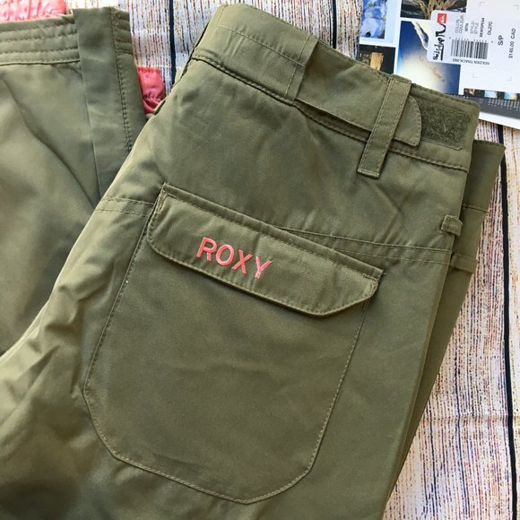 Roxy Snowboard Army Green SnowPants size Small - Picture 2 of 9
